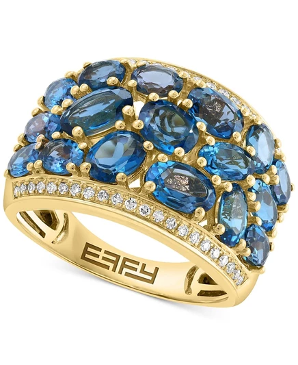 Кольцо EFFY с лондонским топазом и бриллиантами, золотое, синее