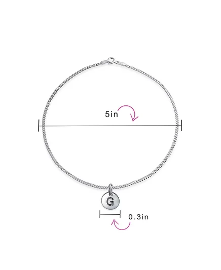 Браслет на щиколотку Bling Jewelry с буквой, серебряный 25,4 см