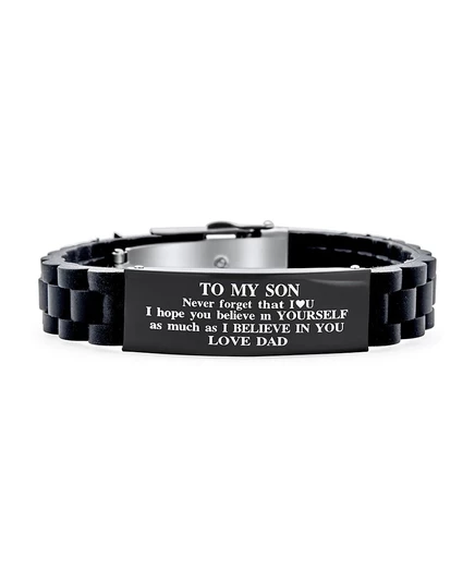 Браслет Bling Jewelry To My Son Courage силиконовый, черный