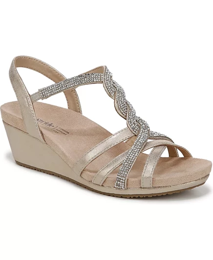  Женские босоножки на танкетке с ремешками Miami platino gold faux leather