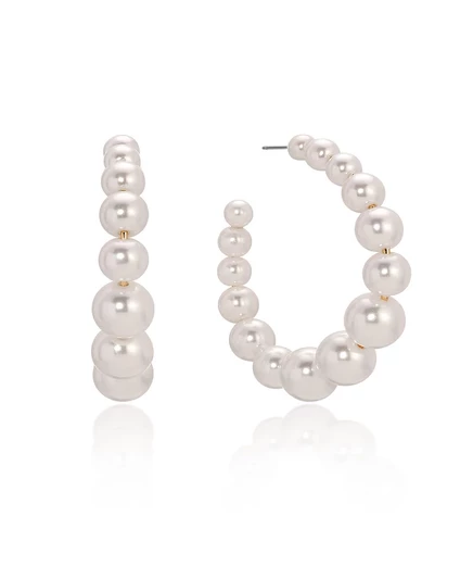Серьги Ettika Bubble Hoops с жемчугом, белые