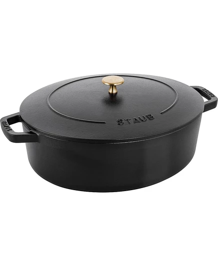 Чугунная овальная кастрюля Staub 5,9 л, черная