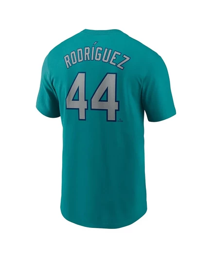 Мужская футболка Nike Julio Rodríguez Aqua Seattle Mariners Fuse с фирменным номером Nike на подкладке aqua