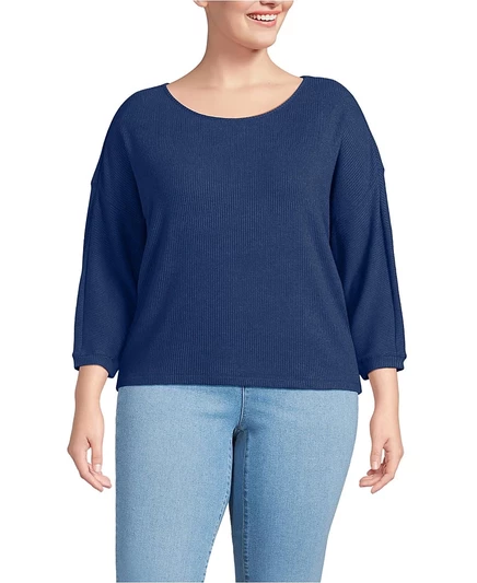 Женский топ Lands' End Cozy Rib долман, синий