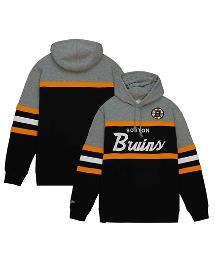 Мужское худи Mitchell & Ness Head Coach с флисом, черно-серое