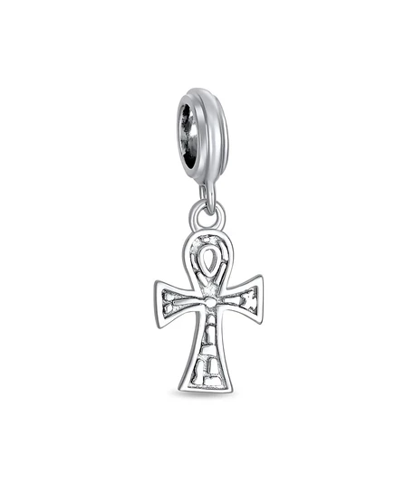 Бусина Bling Jewelry Egyptian Ankh из серебра 925 оксидированная, серебристая