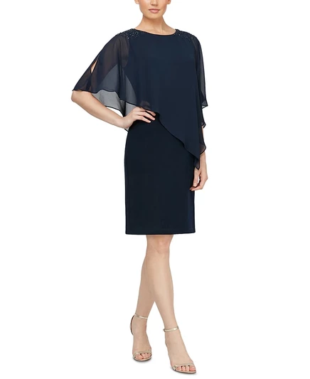 Женское платье-шифт SL Fashions с декором, синее