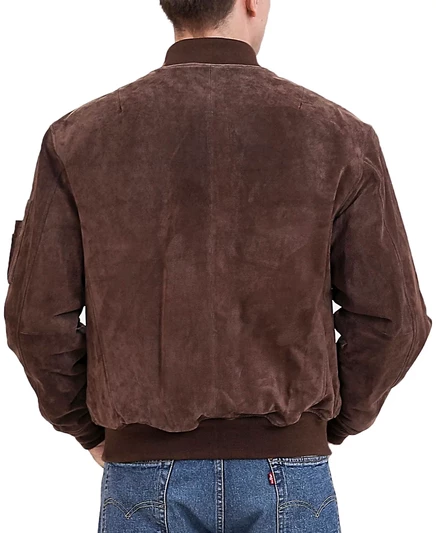 Мужской бомбер Landing Leathers MA-1, замша, коричневая