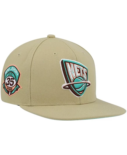 Мужская кепка Mitchell & Ness New Jersey Nets 35th Anniversary, бежевая