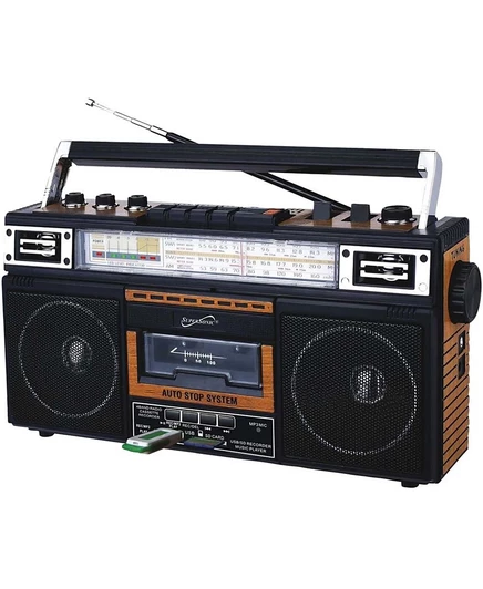 Радиоприемник Supersonic SC-3201BT ретро с кассетой и Bluetooth, коричневый