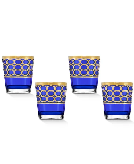 Lorren Home Trends Кобальтово-синие двойные кольца Old Fashion с позолотой, набор из 4 колец blue