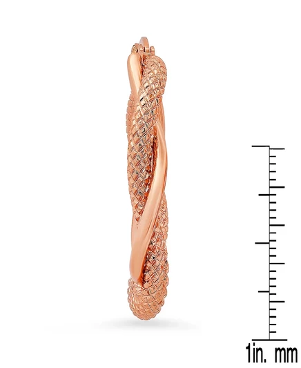 Женские витые двухслойные серьги-кольца Steeltime из нержавеющей стали rose gold