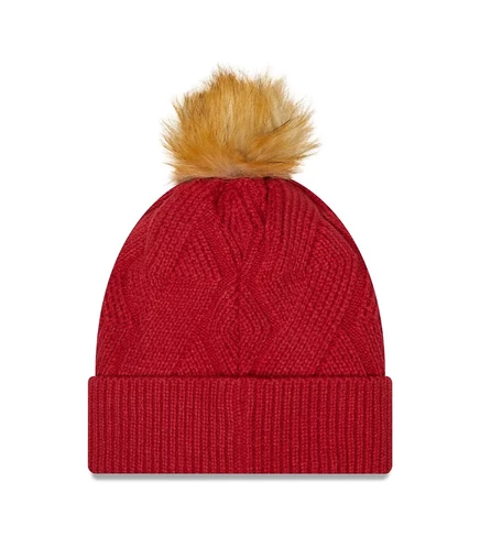 Женская вязаная шапка New Era Cardinal Arizona Cardinals с белоснежными манжетами и помпоном cardinal