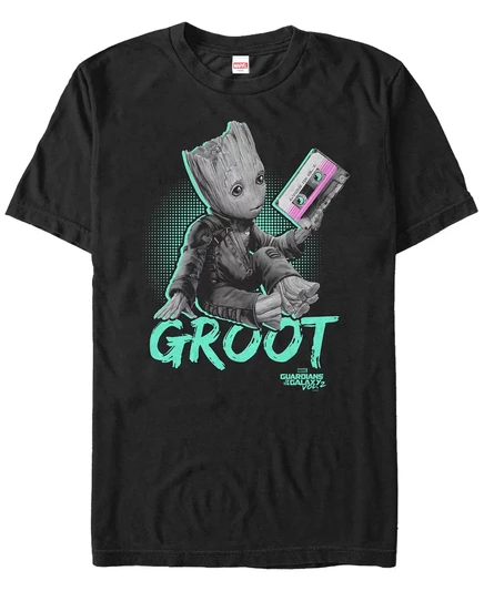 Мужская футболка Marvel Guardians of the Galaxy Vol. 2 Любопытная неоновая футболка с коротким рукавом для малыша Грута black
