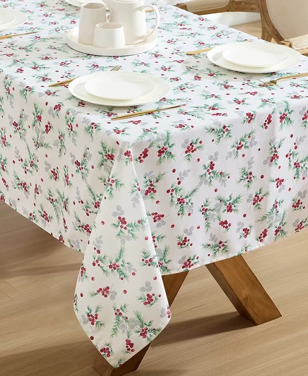 Скатерть Laura Ashley Holiday Holly Berry, красно-зеленая