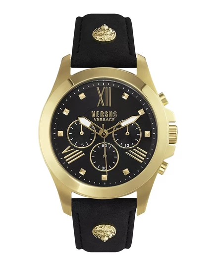  Мужские часы Chrono Lion из черной кожи 44 мм black