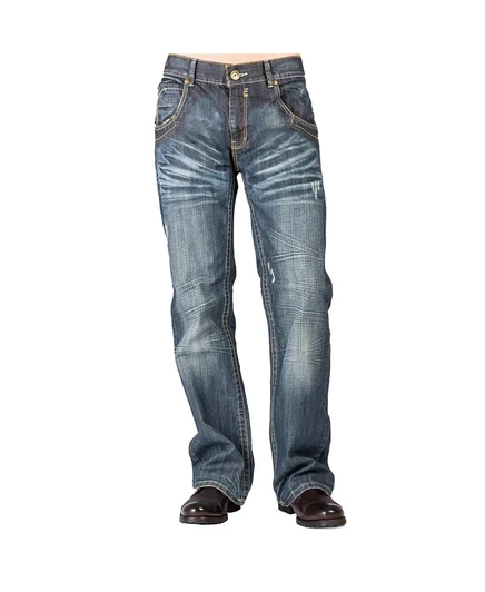 Мужские джинсы Level 7 relaxed bootcut, потертые, синие