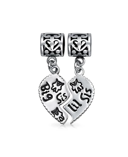 Шарм Bling набор из 2 разделенных сердечек, серебро 925