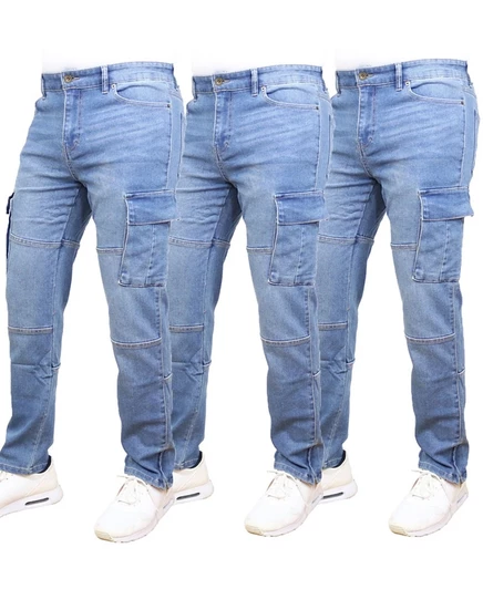 Мужские джинсы Blue Ice 3 пары, карго, стрейч, 30″, синие