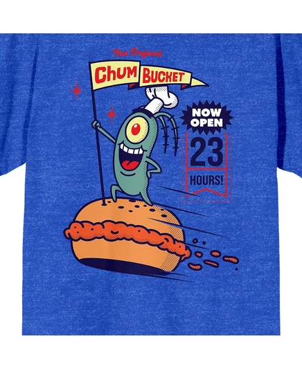 Губка Боб Квадратные штаны Мужская футболка Plankton The Original Chum Bucket Royal Heather с коротким рукавом-3XL blue