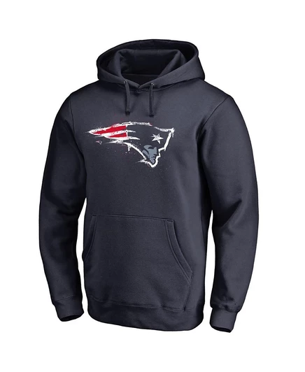 Мужская толстовка-пуловер с логотипом Fanatics Mto Label темно-синего цвета New England Patriots Splatter