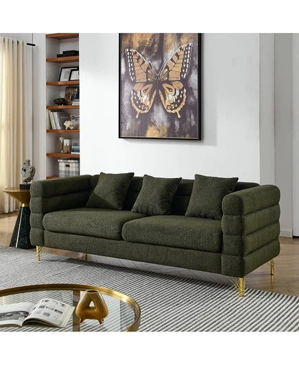 Streamdale Furniture 81-дюймовый негабаритный 3-местный секционный диван, зеленый Teddy green