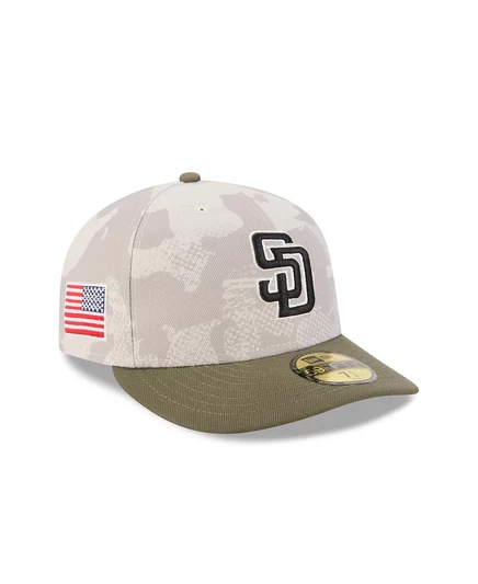 Мужская светло-бежевая/оливковая шляпа New Era San Diego Padres 2025, посвященная Дню Вооруженных сил, 59-я по счету приталенная шляпа light beige, olive