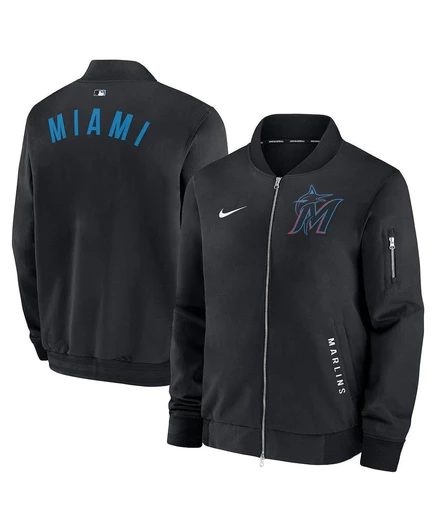 Мужская бомбер-куртка Nike Miami Marlins Authentic, черная
