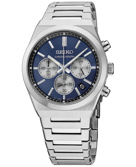 Мужские наручные часы Seiko Essentials хронограф, 40 мм, синий
