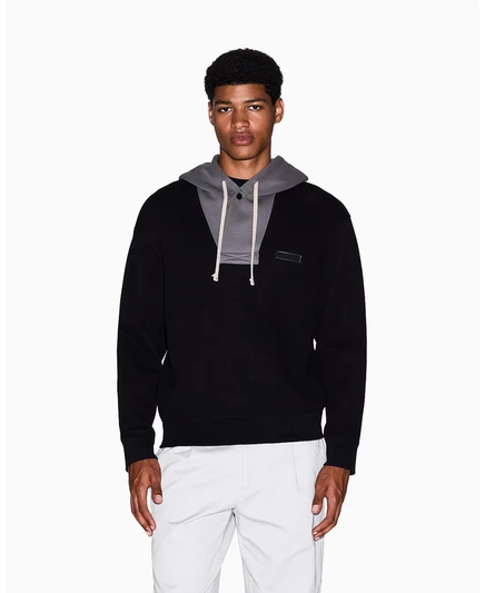 Мужское худи AX Armani Exchange Cozy Lab в цветных блоках, черное