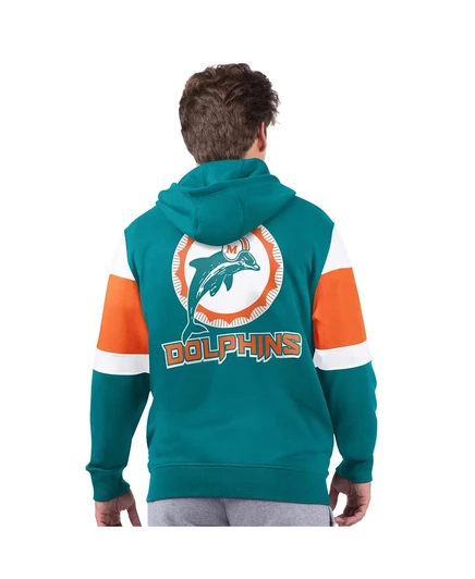 Мужская толстовка Starter's Aqua Miami Dolphins Extreme с винтажным логотипом на молнии aqua, orange