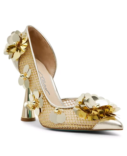 Женские туфли-лодочки без застежки Betsey Johnson, украшенные нашивками gold