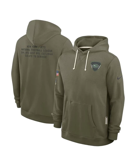 Мужская оливковая толстовка New York Jets 2025 с капюшоном Dri-FIT Service Sideline olive