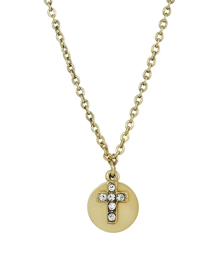 Ожерелье SymbolsOfFaith крест, позолота 14K, белое