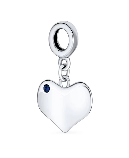 Шарм Bling Jewelry сердце из серебра 925 с синим кристаллом