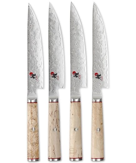 Набор стейковых ножей MIYABI Birchwood SG2, 4 шт., бежевый