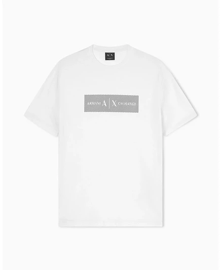 Мужская футболка-футляр A|X Armani Exchange с коротким рукавом цвета слоновой кости/кремового цвета