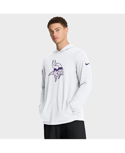 Мужская белая футболка Nike Minnesota Vikings Alt Pack Pass Accuracy Performance с капюшоном и длинными рукавами от Nike.