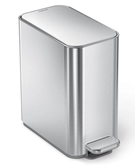 Ведро для мусора SimpleHuman Slim 5 л с карманом, белое
