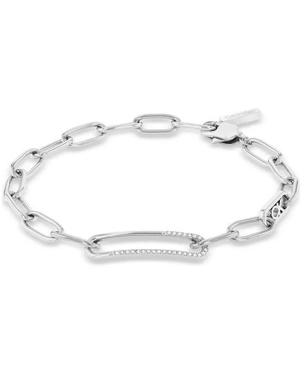 Браслет Calvin Klein с паве и логотипом, серебристый