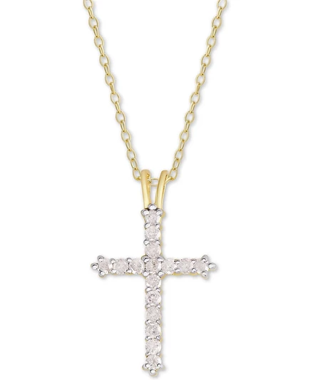 Женское колье Macy's Diamond Cross 0,5 кт позолоченное, золотистое