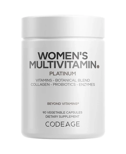 Codeage Women's Multivitamin Platinum - Витамины A, D3, K1, K2, B12 и минералы, CoQ10, комплекс для кожи, волос и ногтей, коллаген - 90 цветных капсул.
