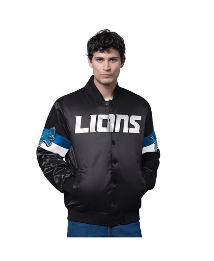 Мужская студенческая куртка Starter Detroit Lions, черная
