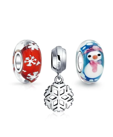 Набор шармов Bling Jewelry мурано и серебро, серебристые