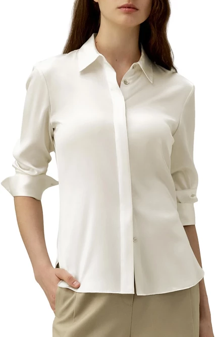 Женская шелковая рубашка LilySilk Elegant Silhouette, белая