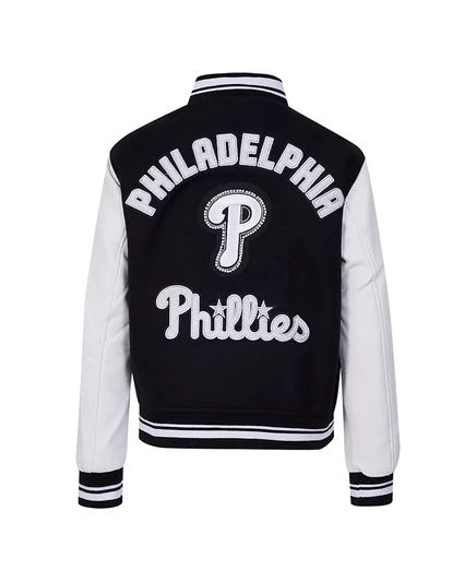 Женская университетская куртка Pro Standard из черной шерсти Philadelphia Phillies Rib с застежкой-молнией на всю длину black