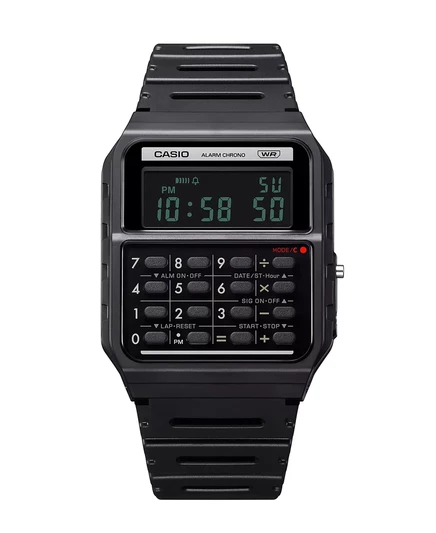 Casio Унисекс Цифровой калькулятор Часы с черным ремешком из смолы 34 мм black