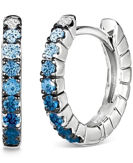 Серьги-кольца Le Vian, сапфиры, белое золото, синие
