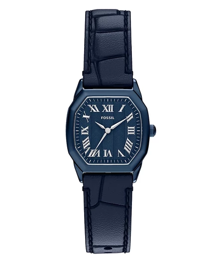 Женские часы Fossil Harlow из темно-синей кожи с тремя стрелками, 27 мм, синие