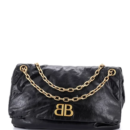 Женская сумка Balenciaga Large Monaco с цепочкой, черная